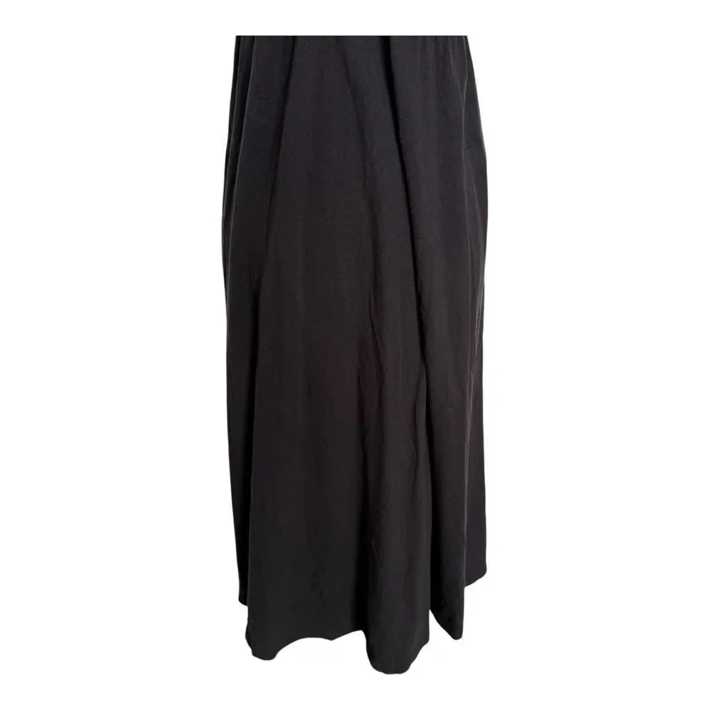 Free People Beach Black A-line Spaghetti Strap Deep V-Neck Midi Dress Womens S